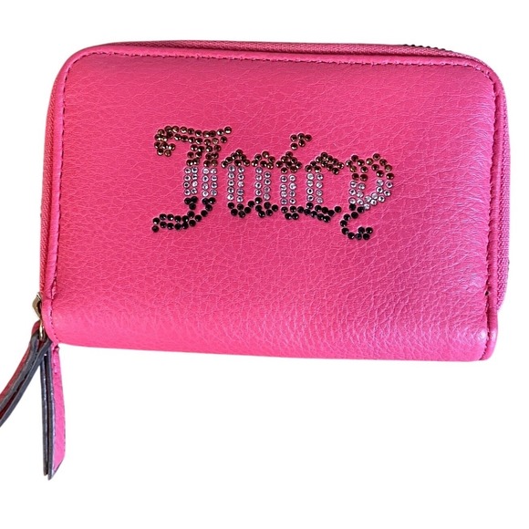 Juicy Couture Handbags - Juicy Couture Hot Pink Rhinestone Wallet Y2K McBling Ombre Crystal Zip‎ Around
